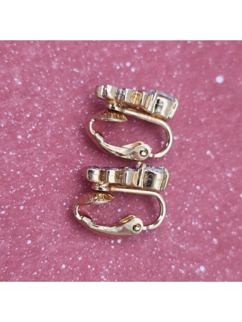14K HGE Gold Plated Cubic ZirconiaPost Earrings Floral Leaf by Lind Vintage - Picture 4 of 9